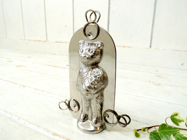 クリスマスツリー・テディベア型のティン製・アンティーク・チョコレートモールド・キャンドル&菓子型