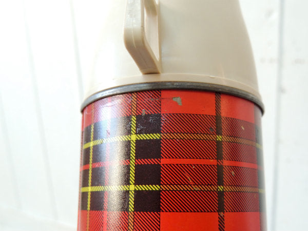 【THERMOS】サーモス・赤色・タータンチェック・60's・ヴィンテージ・魔法瓶・水筒・1パイント