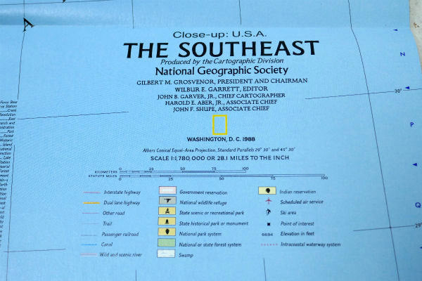 テネシー・ノースカロライナ・サウスカロライナ・ジョージア・アラバマ・ミシシッピー USA 地図