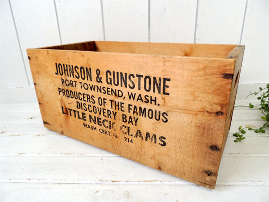 【JOHNSON&GUNSTON】大箱・たくさんの英文字入り・木箱・ヴィンテージ・ウッドボックス