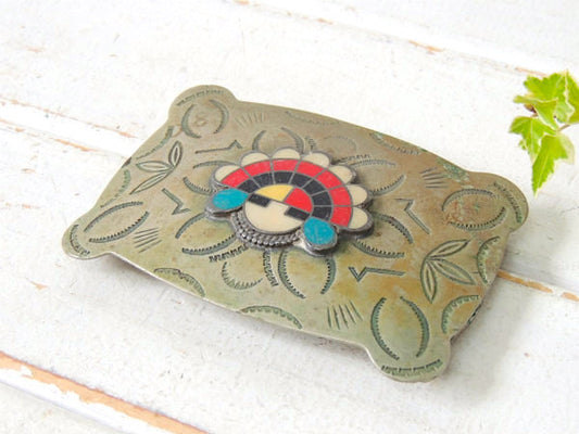 FRONTIER BUCKLES・ズニ族・サンフェイス・ビンテージ・バックル・インディアンジュエリー