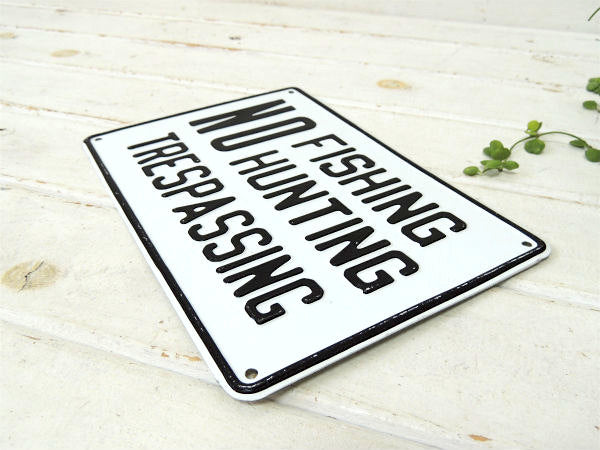 NO FISHING HUNTING 侵入禁止 デッドストック ビンテージ サイン アルミ製 看板 USA
