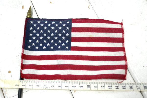 50星 アメリカ合衆国・ヴィンテージ USA 星条旗 アメリカンフラッグ 布製 ポール付き
