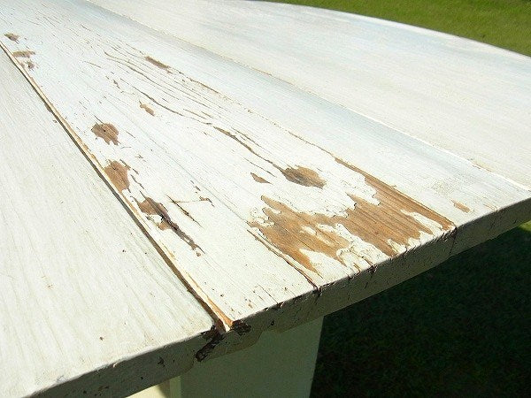 シャビーな木製の白色アンティーク・バタフライ・テーブル/ダイニングテーブル　USA　USA