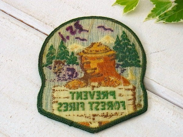 【スモーキーベア/熊/刺繍】ビンテージ・ワッペン/パッチ/USA