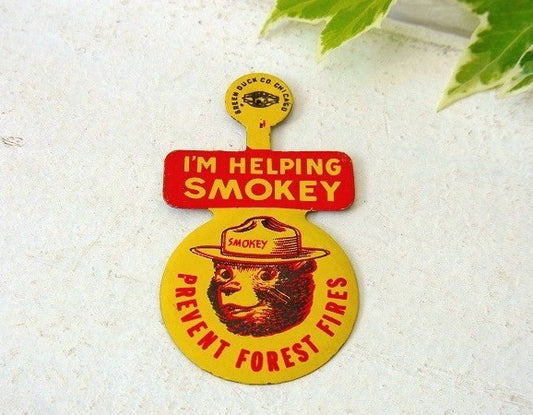 【スモーキーベア/熊】ティン製・60's/ヴィンテージ・ピンバッジ/USA/アクセサリー