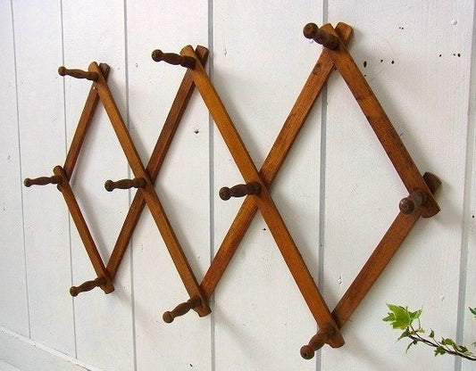 木製・ジャバラ式・アンティーク・ハットラック/コートフック USA