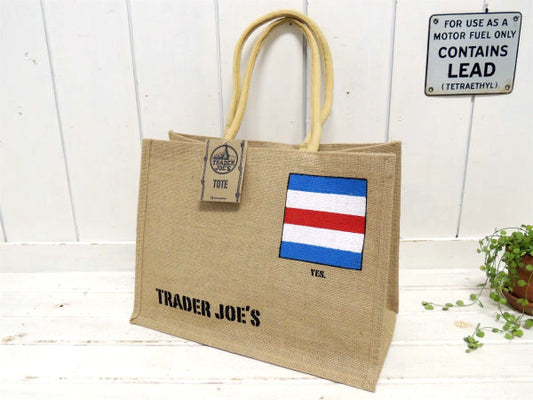 【トレーダージョーズ】Trader Joe's・ジュート製・トリコロール・トートバッグ/エコバッグ