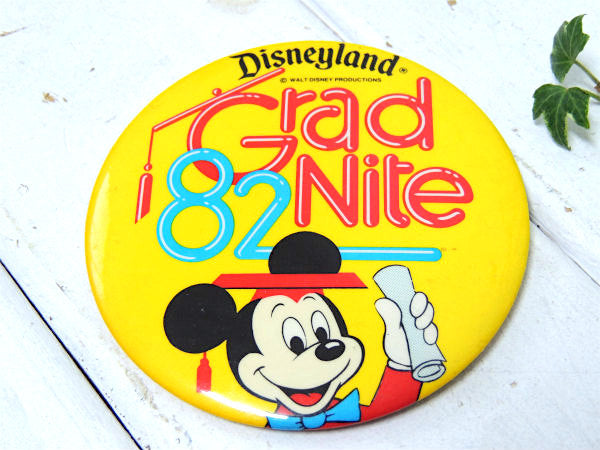 【1982年・USA】ディズニーランド・グラッドナイト・ヴィンテージ・ミッキーマウス・缶バッジ