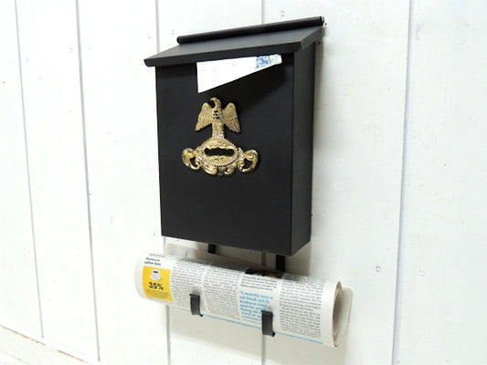 【イーグルモチーフ】新聞受け付き・黒色・メールボックス・郵便受け・ポスト USA