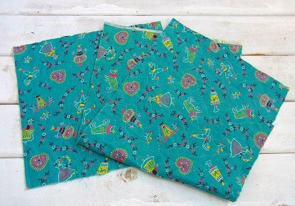 テキスタイル・デッドストック・ヴィンテージ・キルティング・はぎれ2枚セット/生地