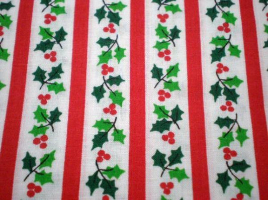 クリスマス・ヒイラギ柄・デッドストック・ファブリック/生地 USA