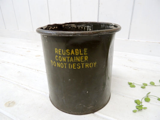 LINCOLN アーミー&ミリタリー ヴィンテージ・カーキ色・スチール缶・工業系