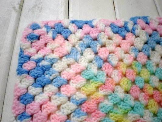 手編みニット・ヴィンテージ・ブランケット/ひざ掛け USA