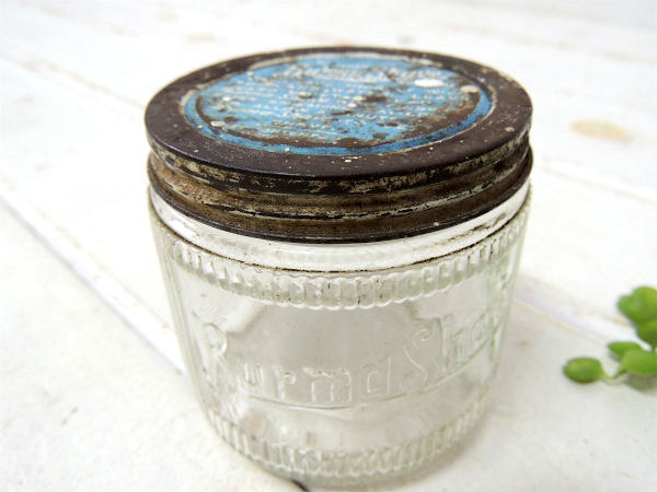 【Burma Sheave】USAヘーゼルアトラス製・アンティーク・ガラス容器/瓶/エンボス/髭剃り