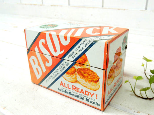 【BISQUICK】ビスクイック・たくさんのレシピカード付き・ビンテージ・レシピボックス/レシピ缶