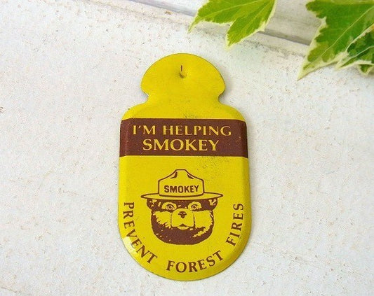 【1940's~/スモーキーベア/熊】ティン製・ヴィンテージ・ピンバッジ/缶バッジ USA