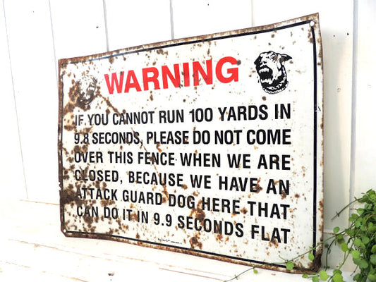 WARNING・侵入禁止・番犬・メッセージ ピットブル・標識・ヴィンテージ・サイン・ブリキ製・看板