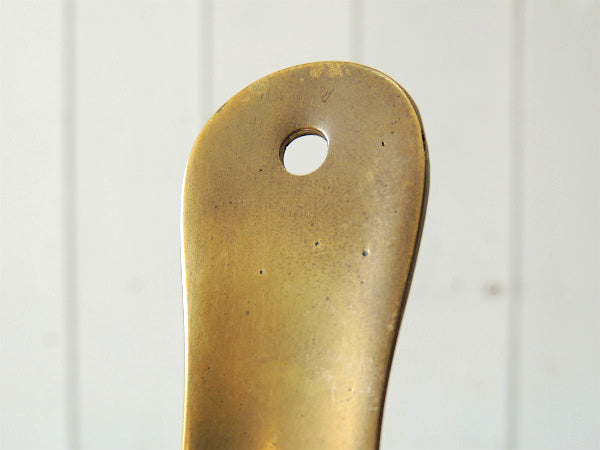 【Brass・シンプルデザイン】真鍮製・ヴィンテージ・シューホーン・靴べら・ゴールドカラー