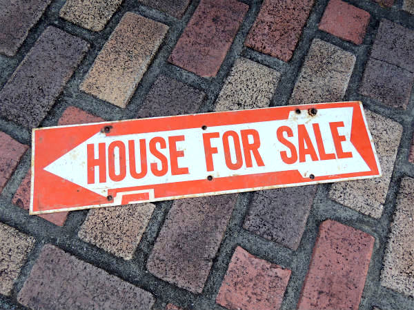 【両面サイン・HOUSE FOR SALE→】矢印デザイン・ヴィンテージ・ブリキ製・看板