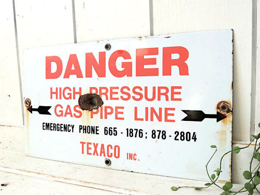 ← 弾痕・TEXACO → ヴィンテージ・アドバタイジング・テキサコ・ホーローサイン・看板・USA