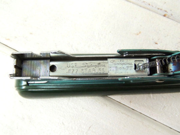 【77 S・Swingline・グリーンメタリック】ヴィンテージ・ホッチキス・ジャンク品・文房具