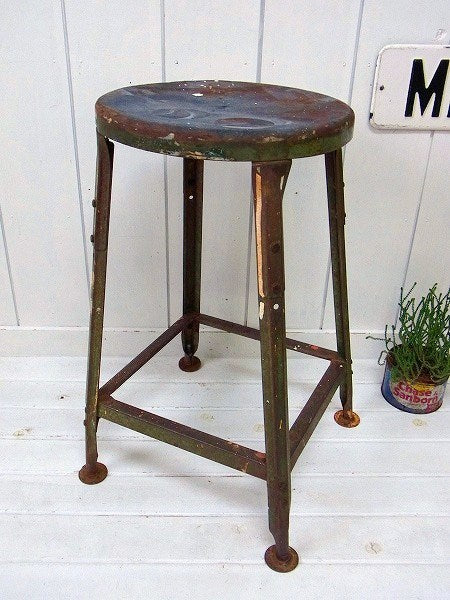インダストリアル/工業系・スチール製・ヴィンテージ・スツール/チェア/ラウンドスツール USA