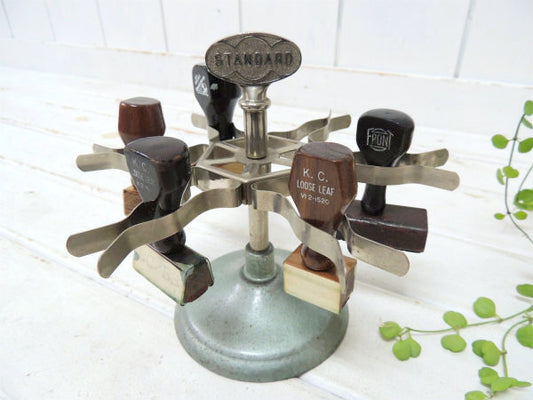 【STANDARD/6ホルダー】スチール製・回転式・アンティーク・スタンプホルダー・USA