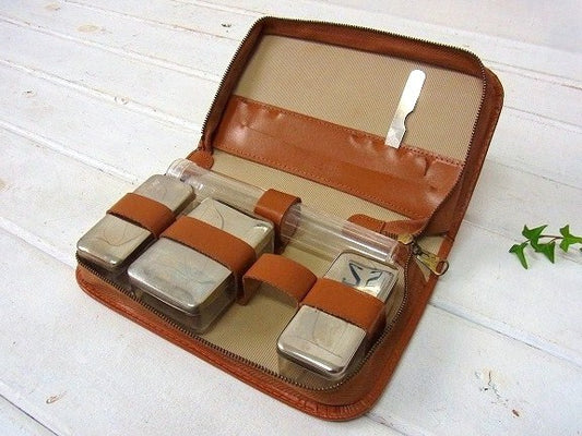 【LEATHER WESTERN GERMANY】西ドイツ・レザー製・ヴィンテージ・トラベルキット
