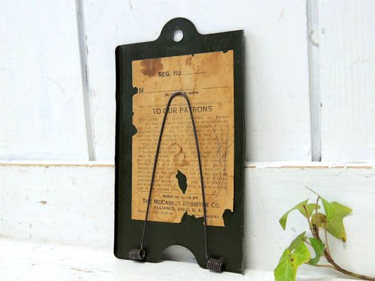 【ミリタリーグリーン×ティン製】小さなアンティーク・レシートホルダー・クリップホルダー・USA