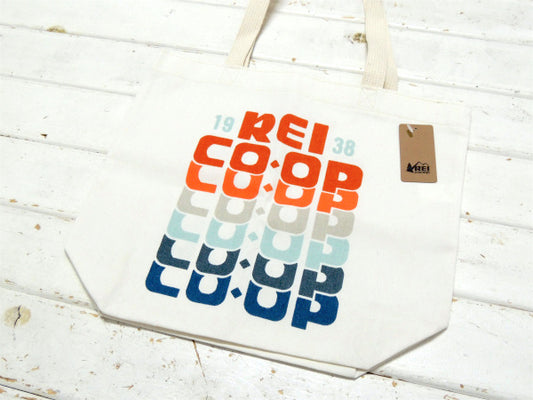 【REI COOP】80周年記念・レインボー柄・トートバッグ・アウトドア・キャンプ・アメリカ製