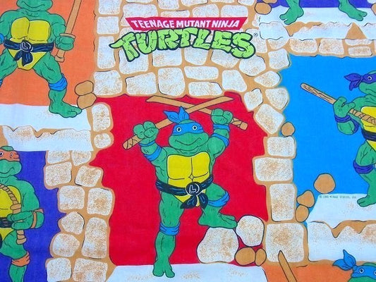 【ミュータント タートルズ】80’sヴィンテージ・ユーズドシーツ(フラットシーツ)