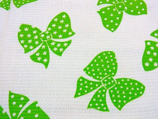 リボン柄・ワッフル素材のデッドストック・ヴィンテージ・ファブリック/生地 USA