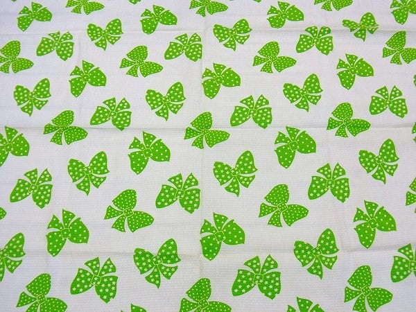 リボン柄・ワッフル素材のデッドストック・ヴィンテージ・ファブリック/生地 USA