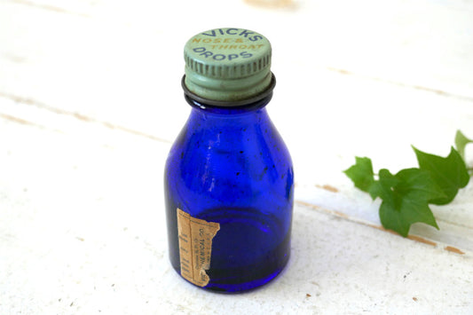 VICKS DROPS・ヴィックス ドロップ アンティーク・コバルトブルー・ガラス瓶・オールドボトル