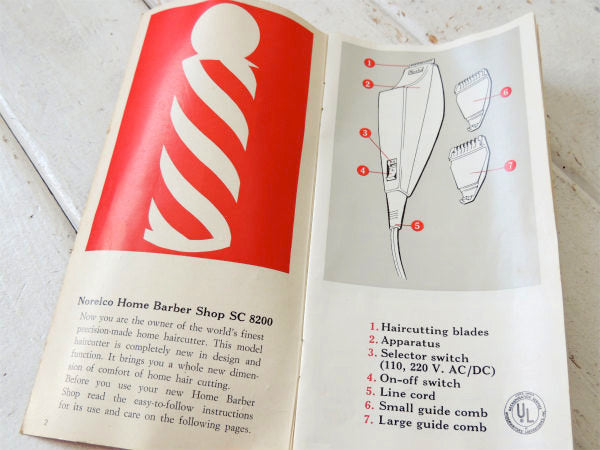 【Norelco】ホーランド製・BARBERサインポール型・ヴィンテージ・バリカンセット・クリッパー