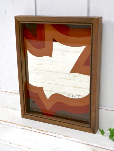 【REJOICE!】ミッドセンチュリー・鳥モチーフ・木製フレーム・ヴィンテージ・ミラー・鏡・アート