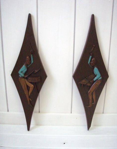 【BURWOOD】ハーレークイーン・ヴィンテージ・壁飾り/ウォールデコ(ペア)USA