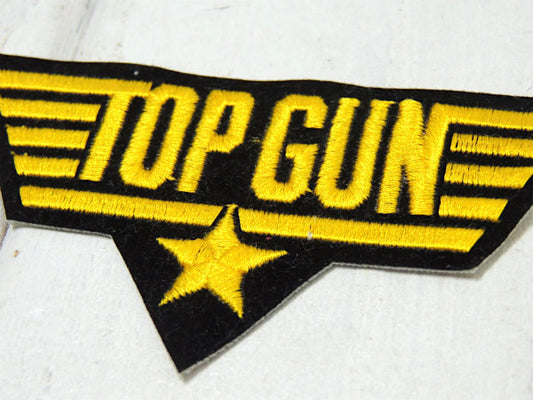【TOP GUN★トップガン】ブラック×イエロー・ヴィンテージ・刺繍ワッペン・US・海軍・戦闘機