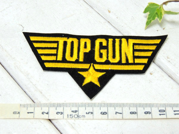 【TOP GUN★トップガン】ブラック×イエロー・ヴィンテージ・刺繍ワッペン・US・海軍・戦闘機