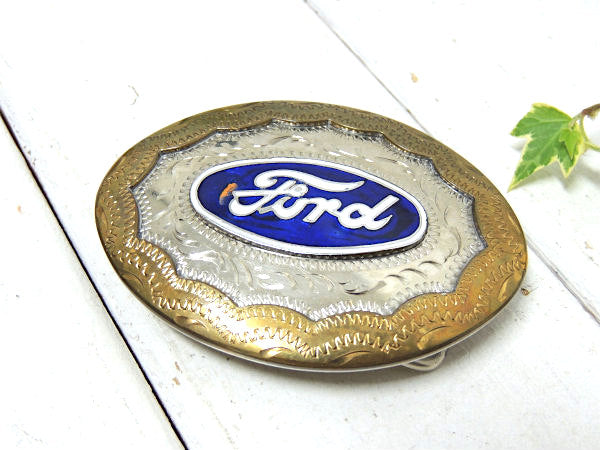 Ford・フォード 名車・アドバタイジング・ヴィンテージ・バックル・装飾・シルバー&ゴールドトーン