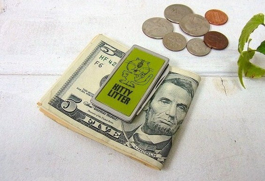 猫モチーフ・ナイフ&ヤスリ付き・ヴィンテージ・マネークリップ USA