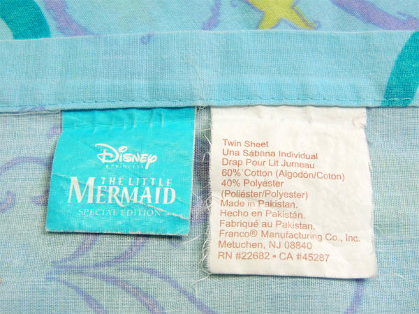 【リトルマーメイド】アリエル&ヒトデ柄・ユーズドシーツ/キャラクター生地(フラットタイプ)