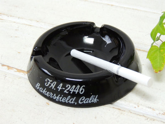 カリフォルニア 筆記体文字・ブラックトーン・ガラス・ヴィンテージ・灰皿・アドバタイジング USA