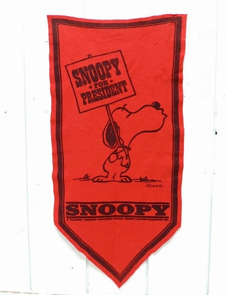 【SNOOPY】スヌーピー・60年代・赤色フェルト製・ヴィンテージ・ペナント・バナー・タペストリー