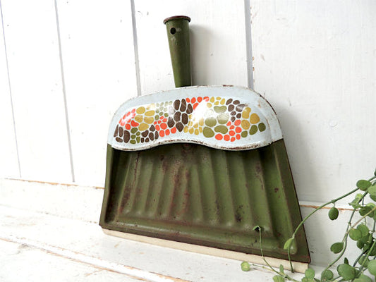 J.V.REED レトロ・オリーブグリーン・ティン製・アンティーク・ダストパン ちりとり USA