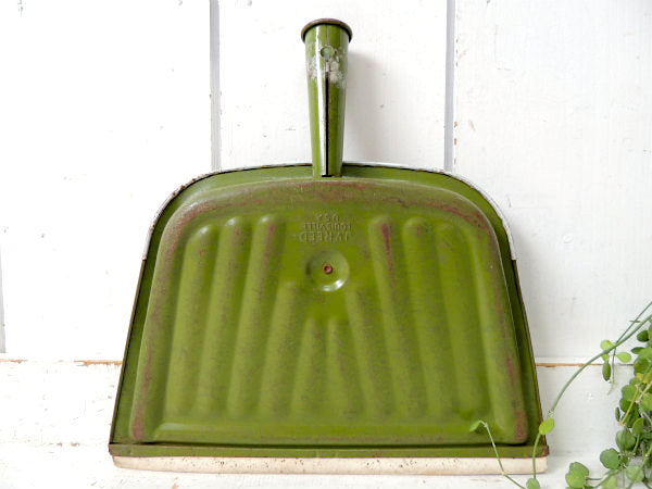 J.V.REED レトロ・オリーブグリーン・ティン製・アンティーク・ダストパン ちりとり USA
