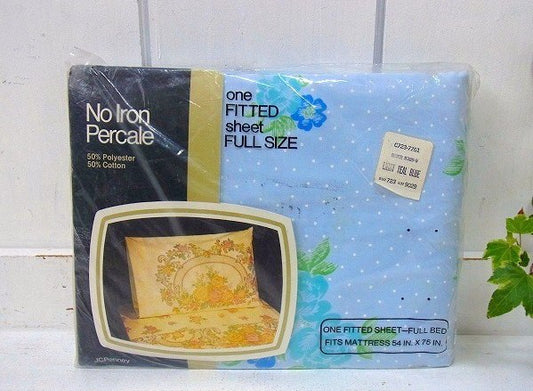 【JCペニー】デッドストック・ヴィンテージ・花柄ベッドシーツ(ボックスタイプ)