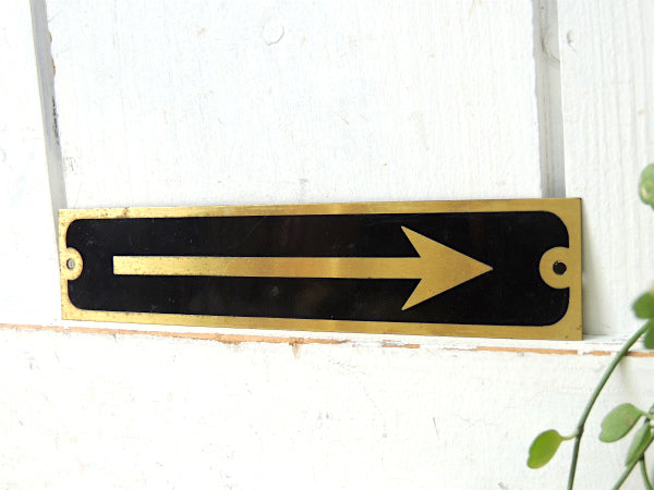 【矢印←・真鍮製】アンティーク・ヴィンテージ・サインプレート・看板・案内板