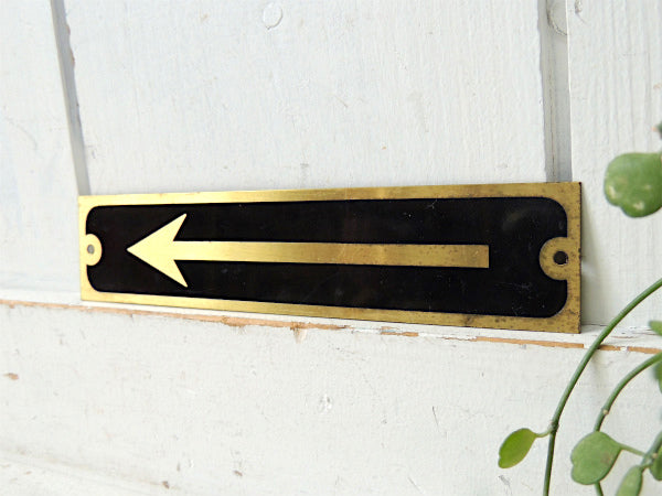 【矢印←・真鍮製】アンティーク・ヴィンテージ・サインプレート・看板・案内板